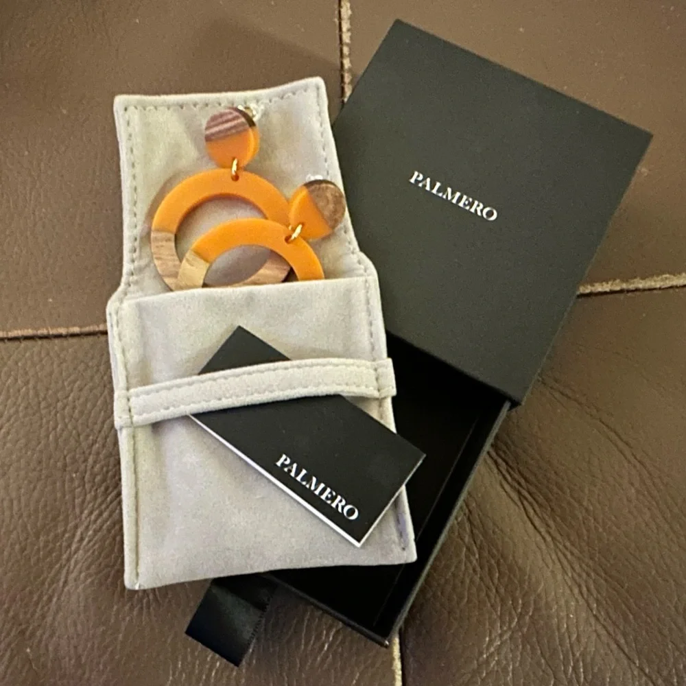 Palmero Earrings -Orange & natural wood -Lauma Collection -Lorelei Earrings NWT